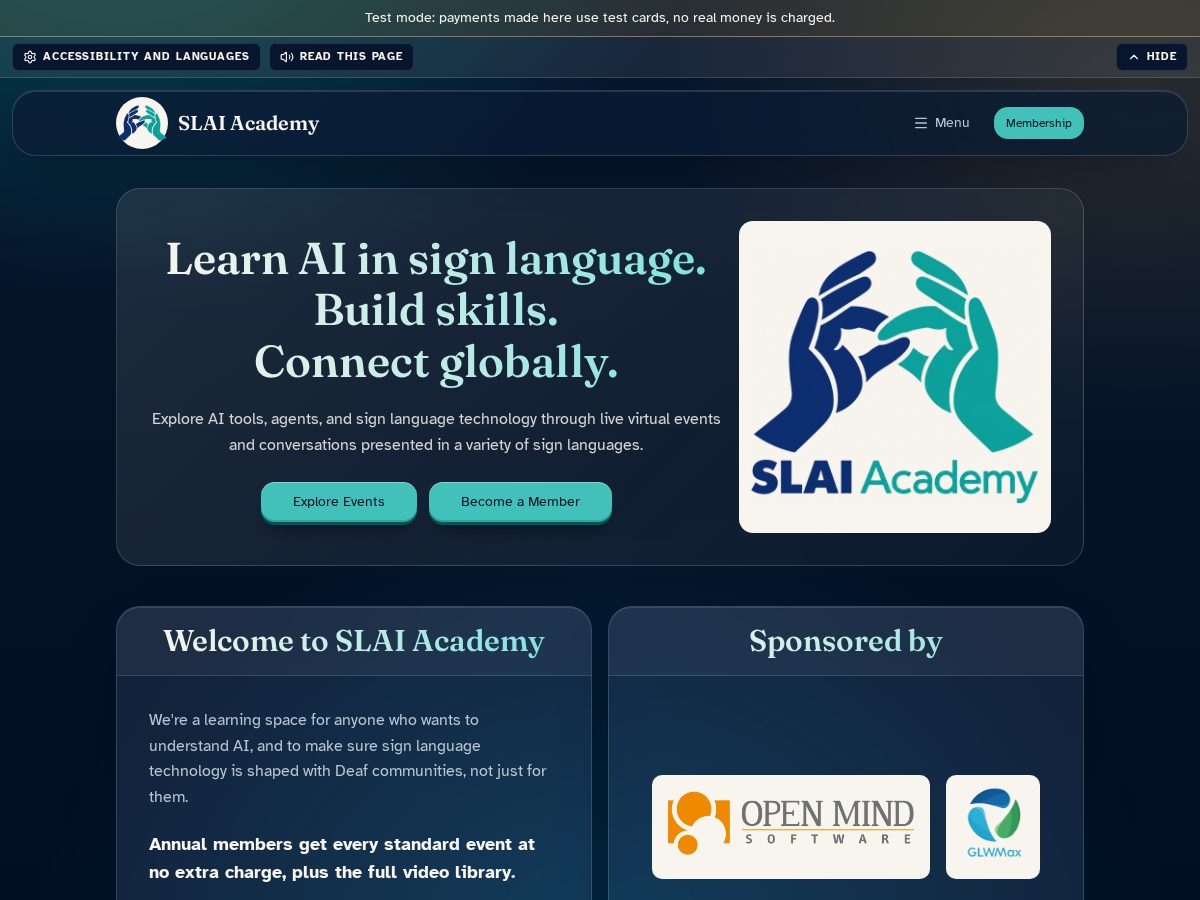 Landing-page snapshot of slaiacademy.com