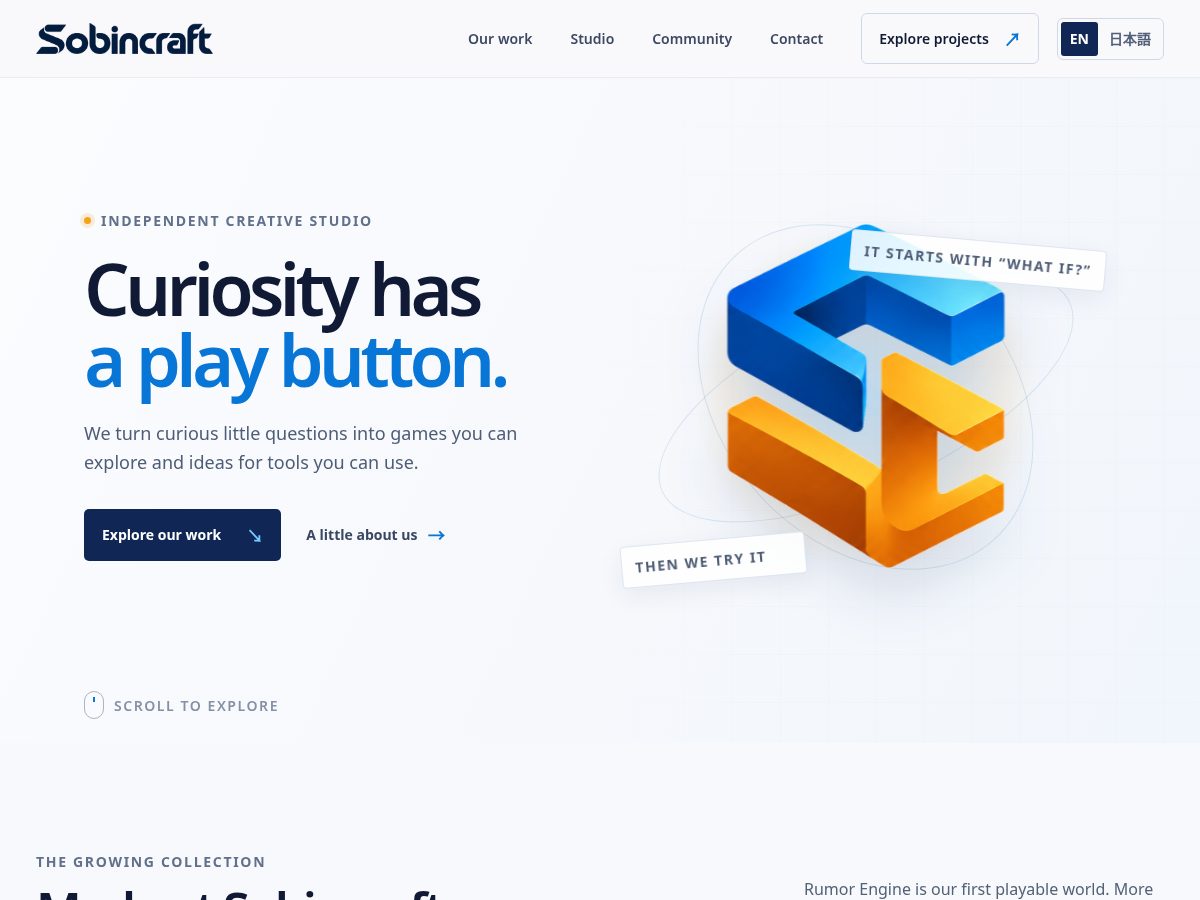Landing-page snapshot of sobincraft.com