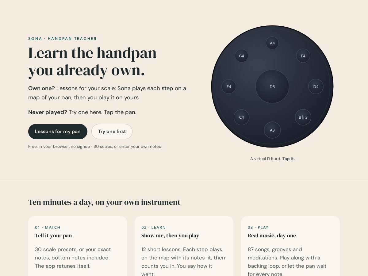 Landing-page snapshot of sonahandpan.com