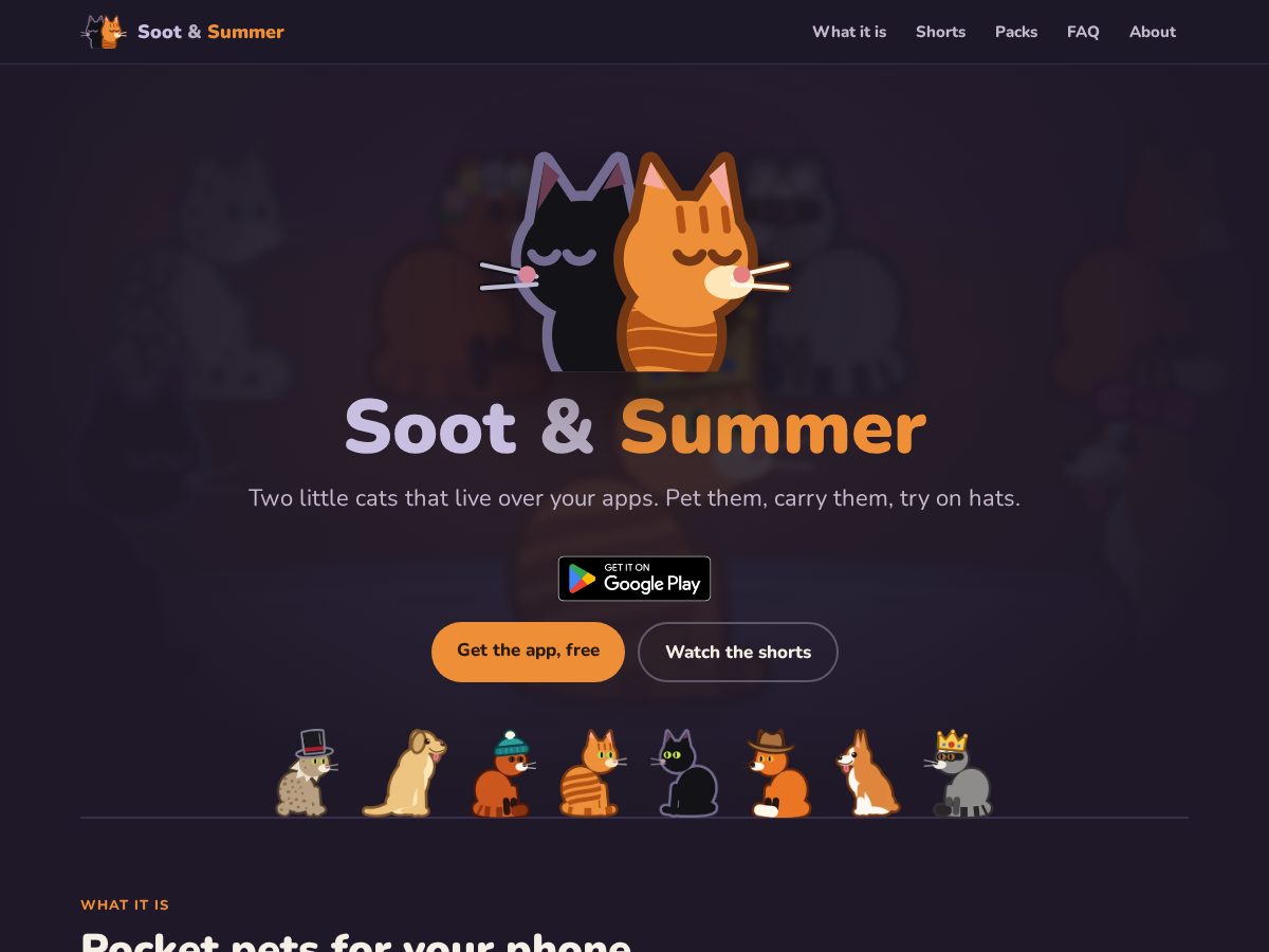 Landing-page snapshot of soot-and-summer.com