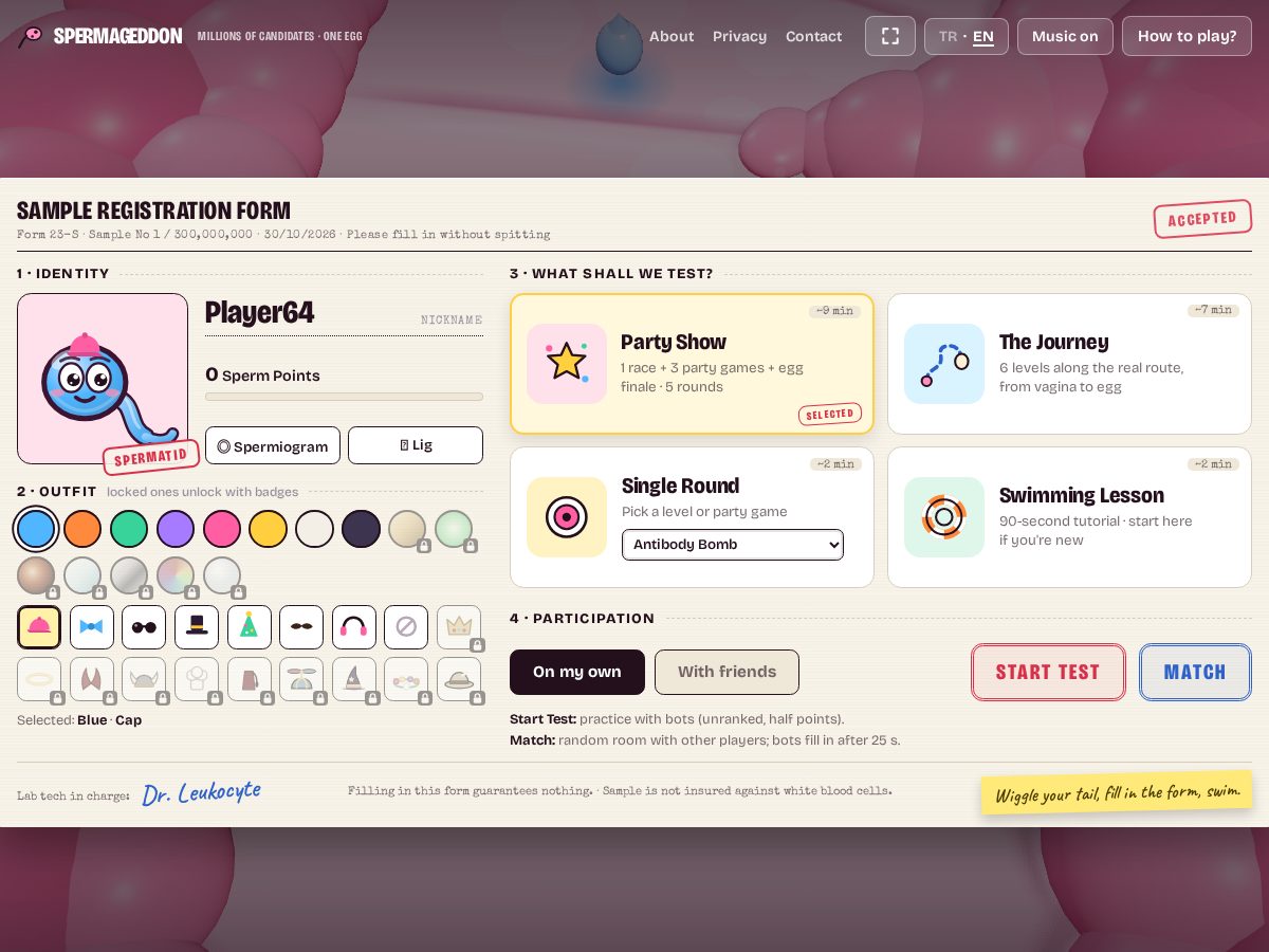 Landing-page snapshot of spermageddon.com