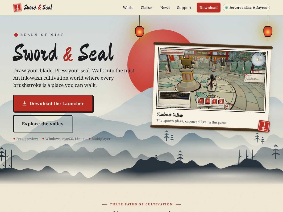 Landing-page snapshot of swordandseal.com