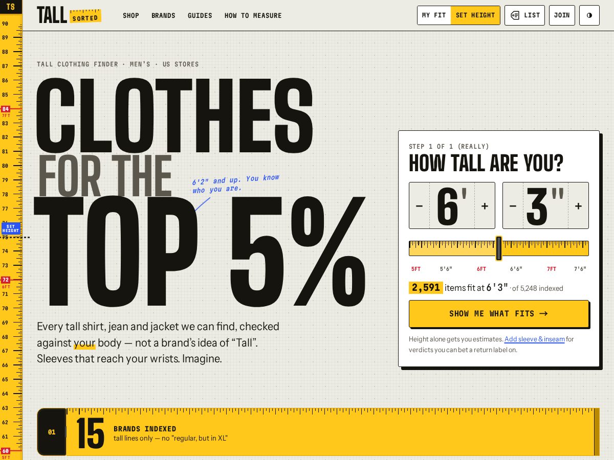 Landing-page snapshot of tallsorted.com