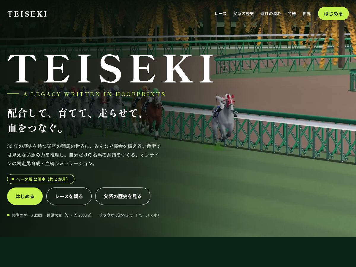 Landing-page snapshot of teisekikeiba.com