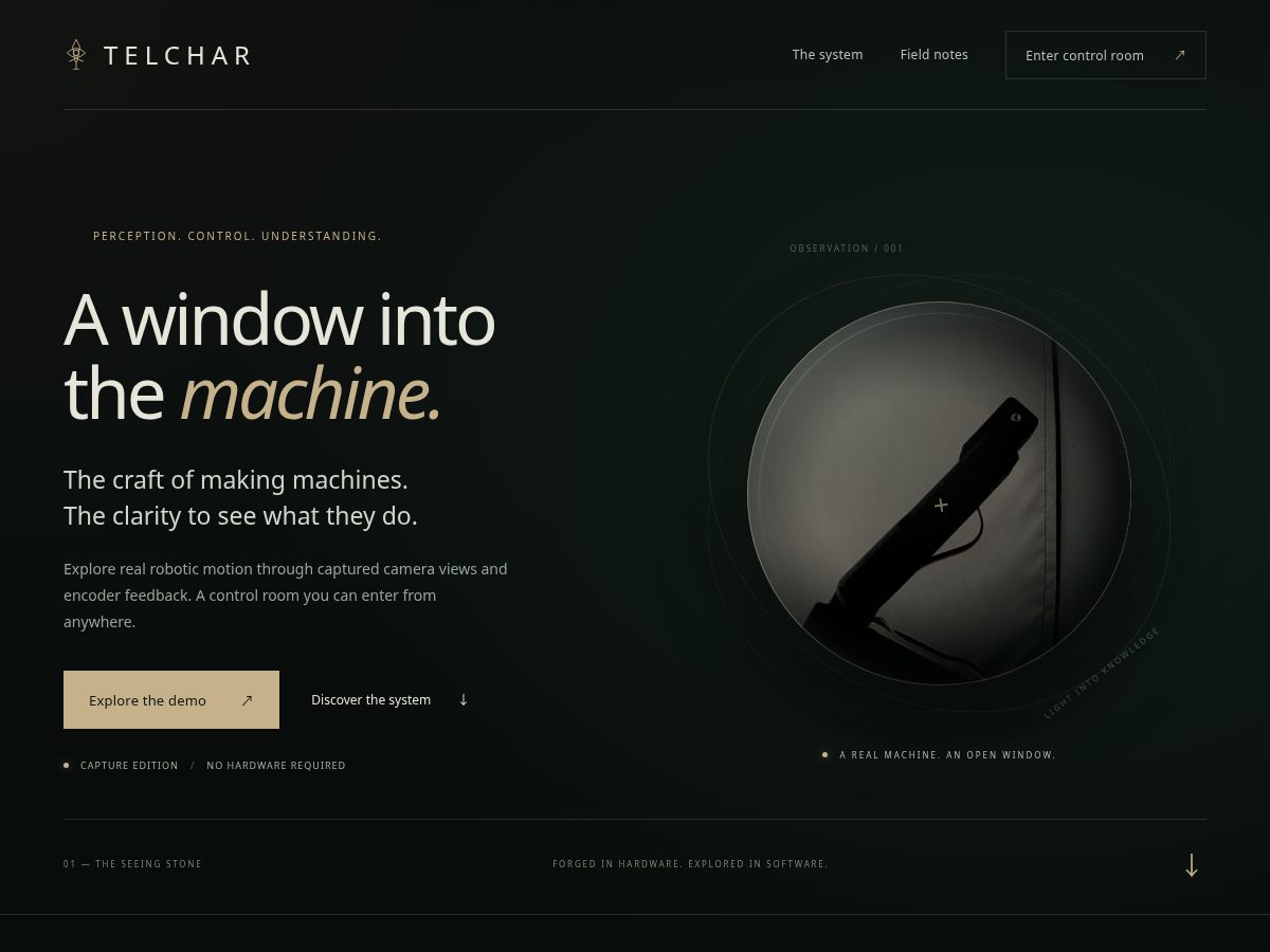 Landing-page snapshot of telchar.xyz