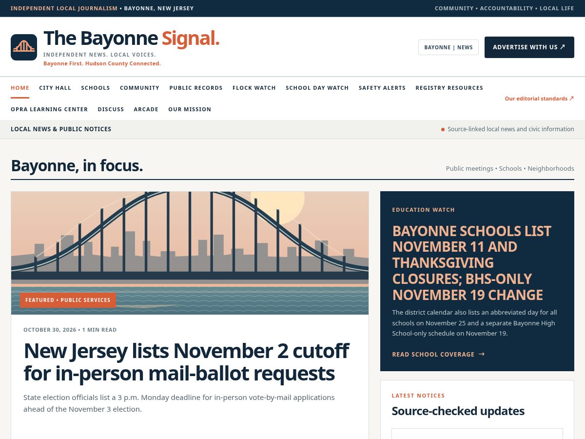 Landing-page snapshot of thebayonnesignal.com