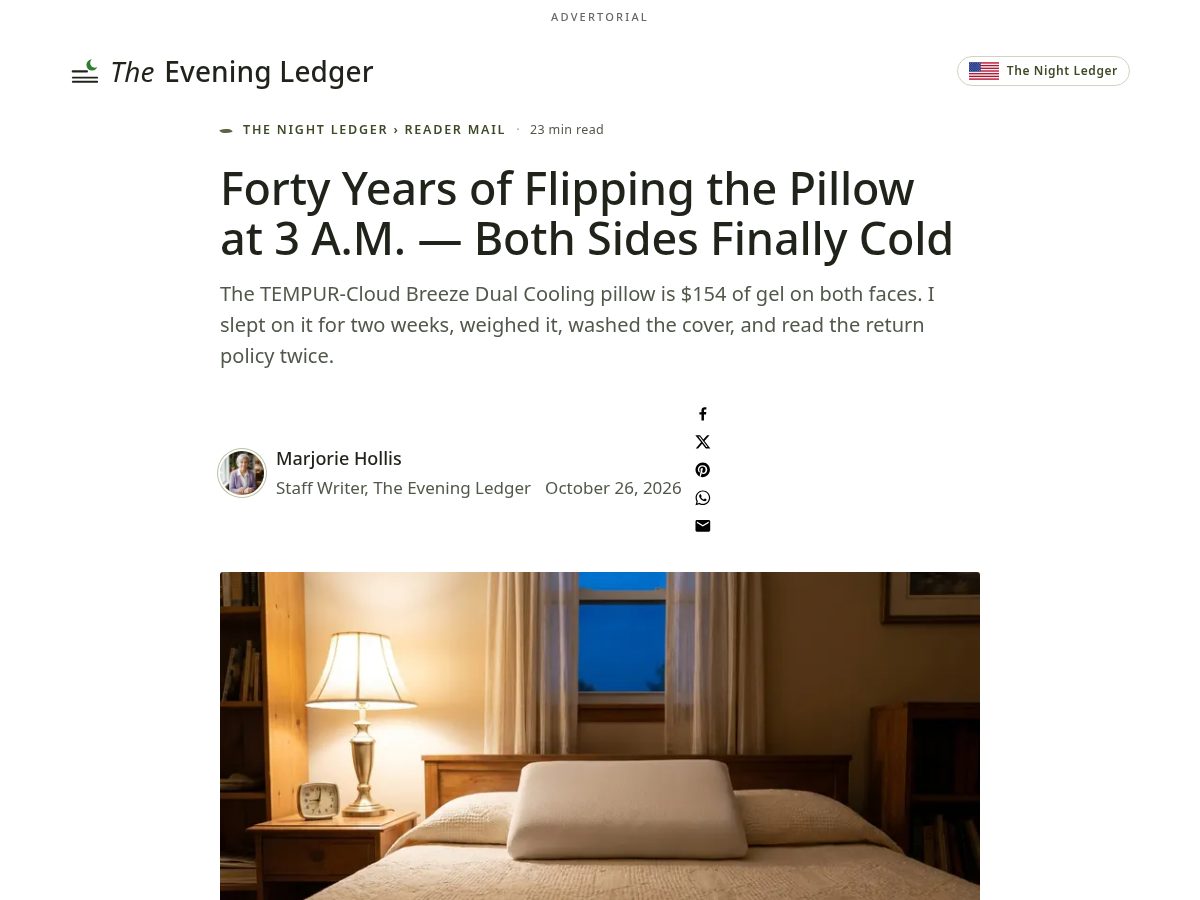 Landing-page snapshot of theeveningledger.com