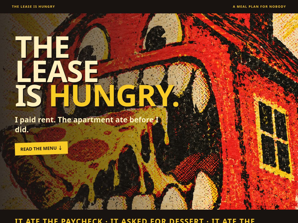 Landing-page snapshot of theleaseishungry.homes