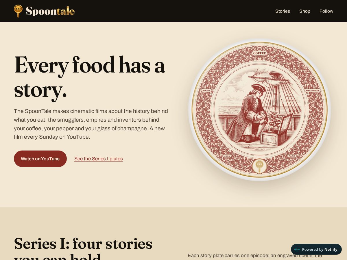 Landing-page snapshot of thespoontale.com