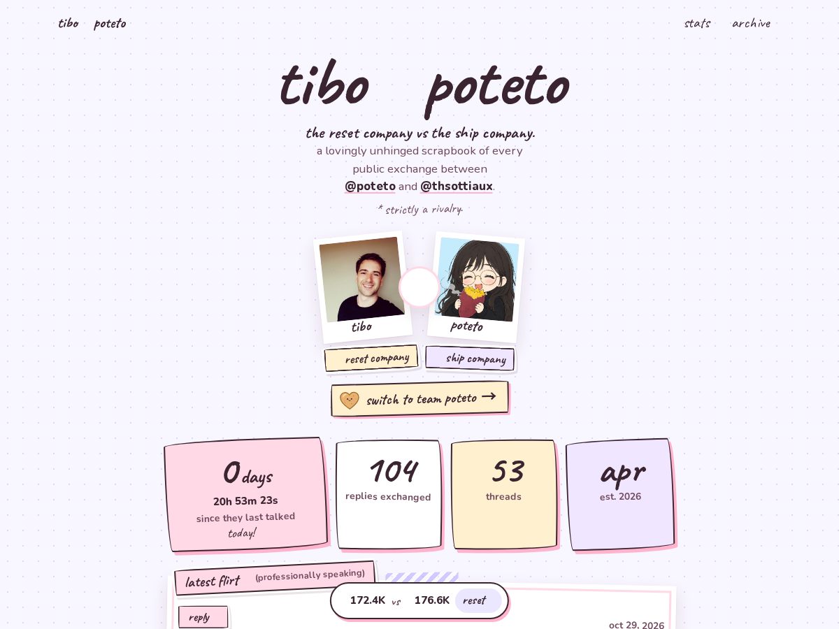 Landing-page snapshot of tiboandpoteto.com