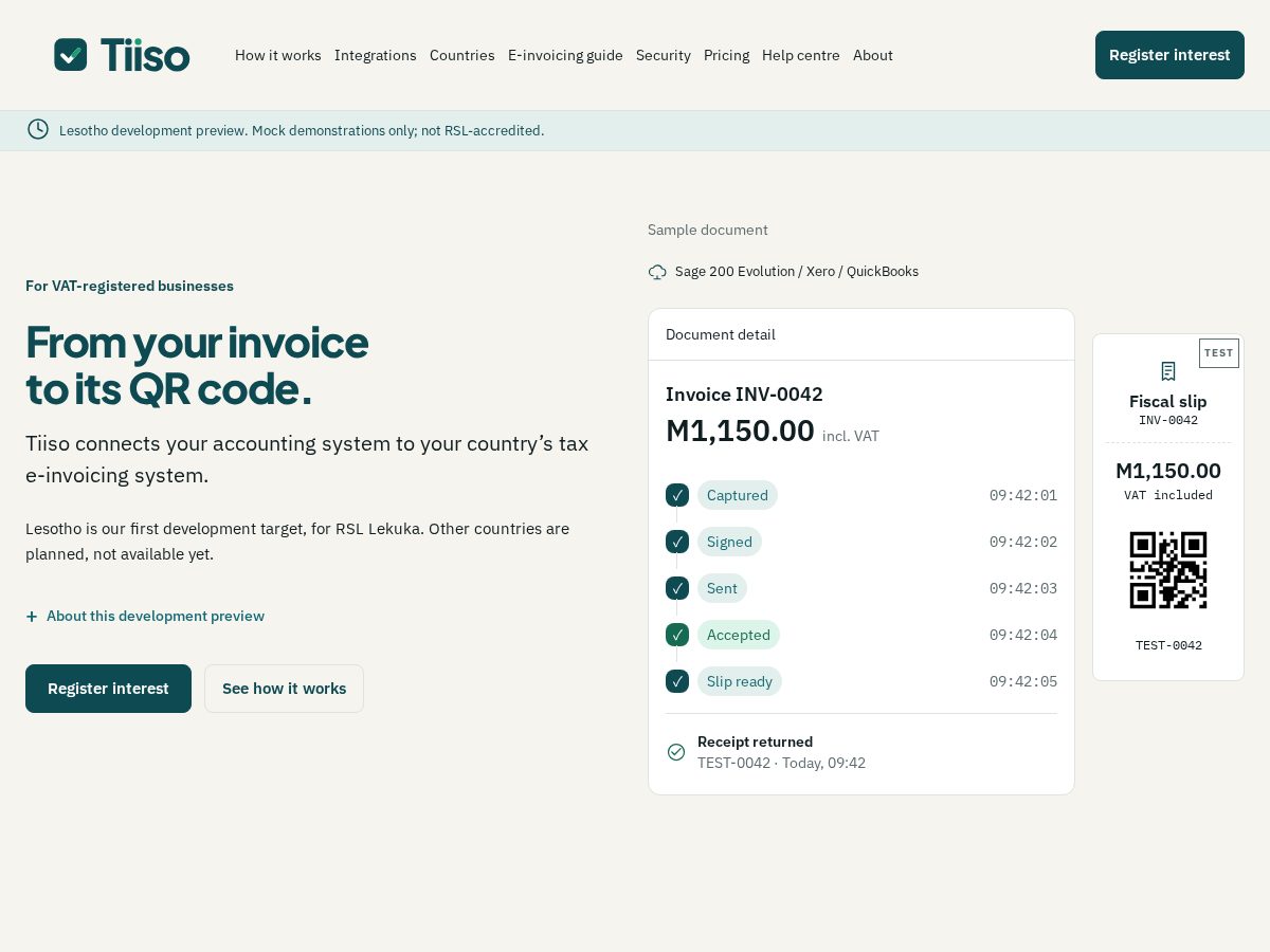 Landing-page snapshot of tiiso.app