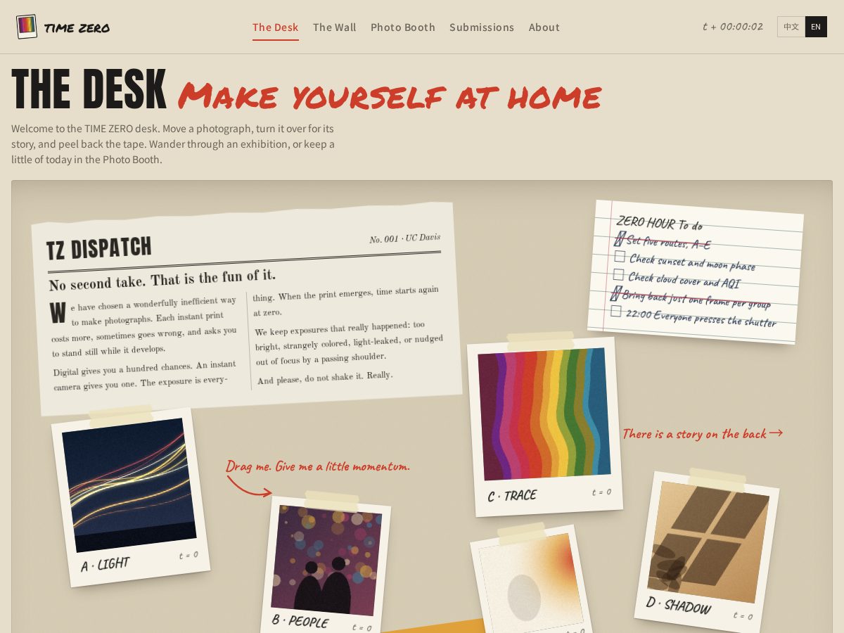 Landing-page snapshot of timezero.studio