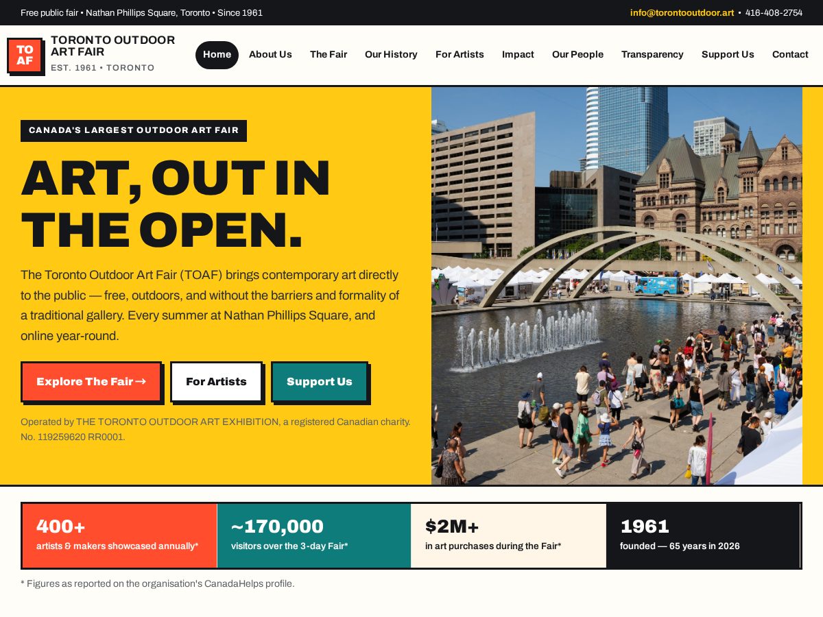 Landing-page snapshot of torontoutdoor.art