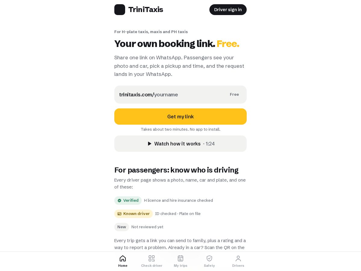 Landing-page snapshot of trinitaxis.com