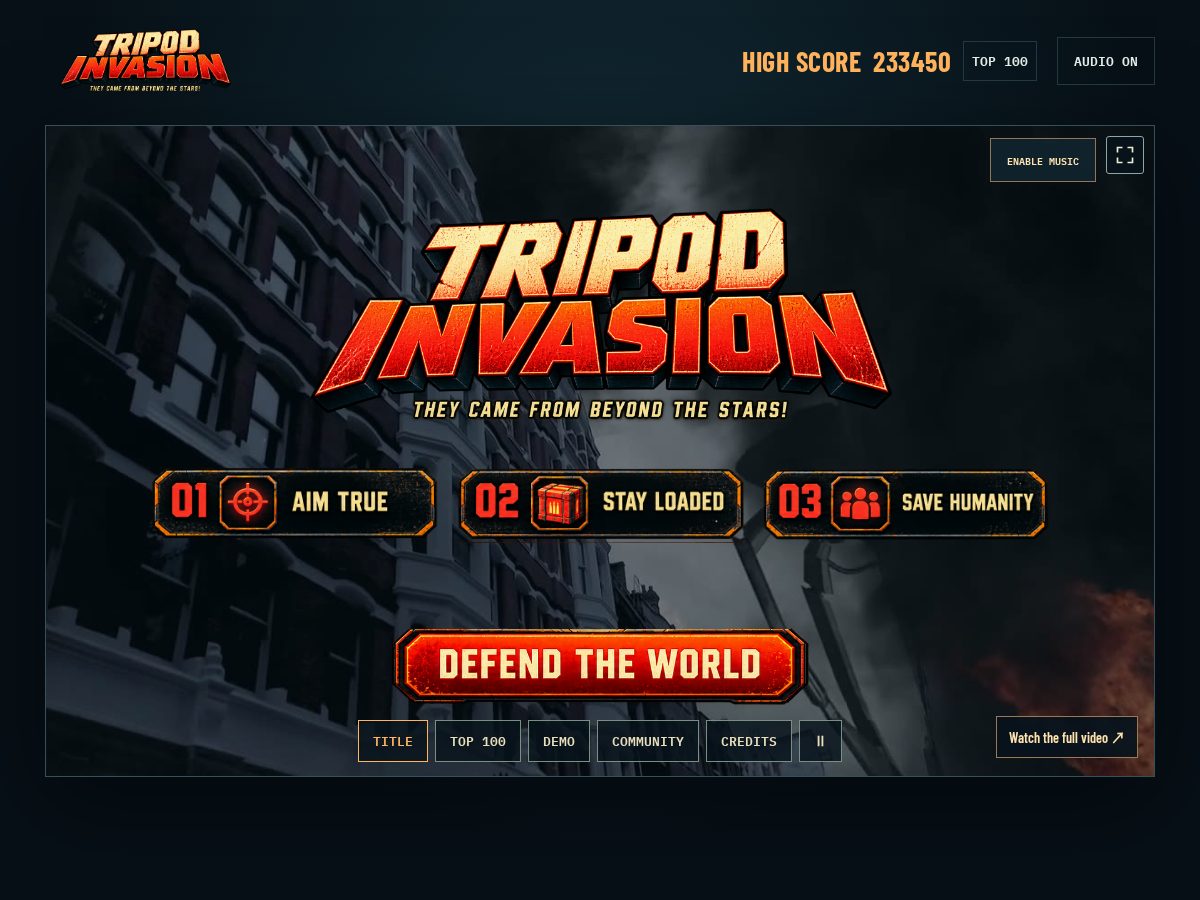 Landing-page snapshot of tripodinvasion.com