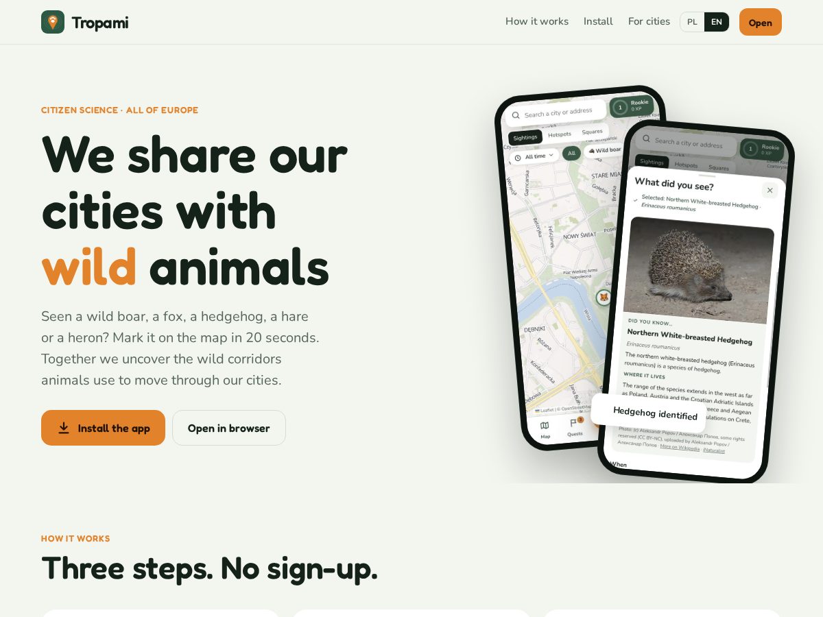 Landing-page snapshot of tropami.com