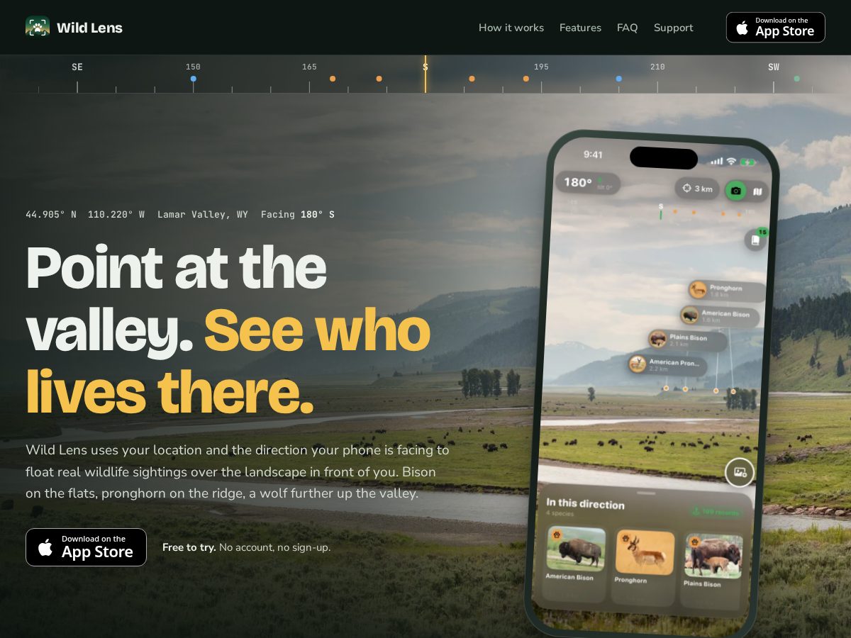 Landing-page snapshot of trywildlens.com