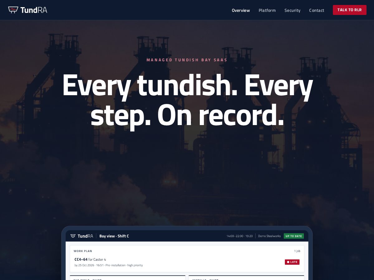 Landing-page snapshot of tundra.site