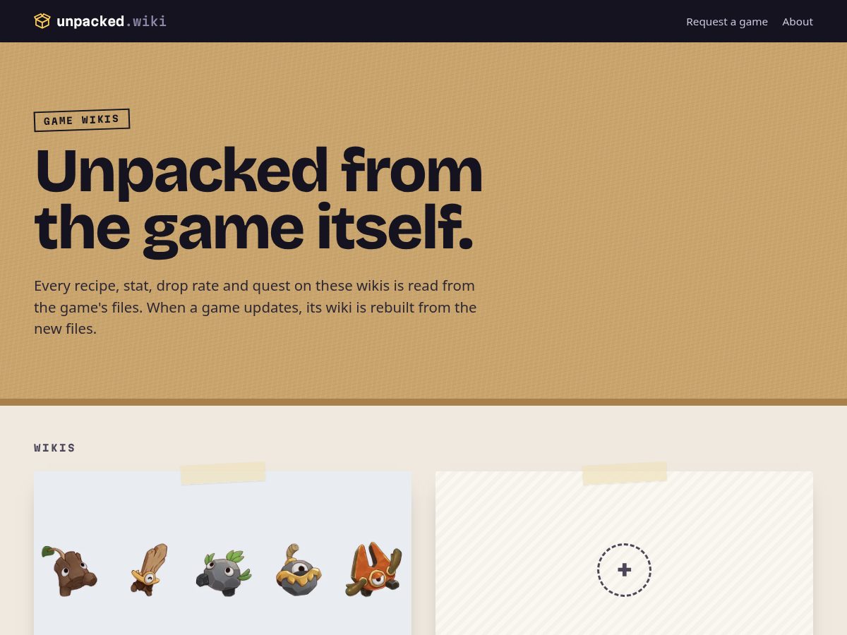 Landing-page snapshot of unpacked.wiki