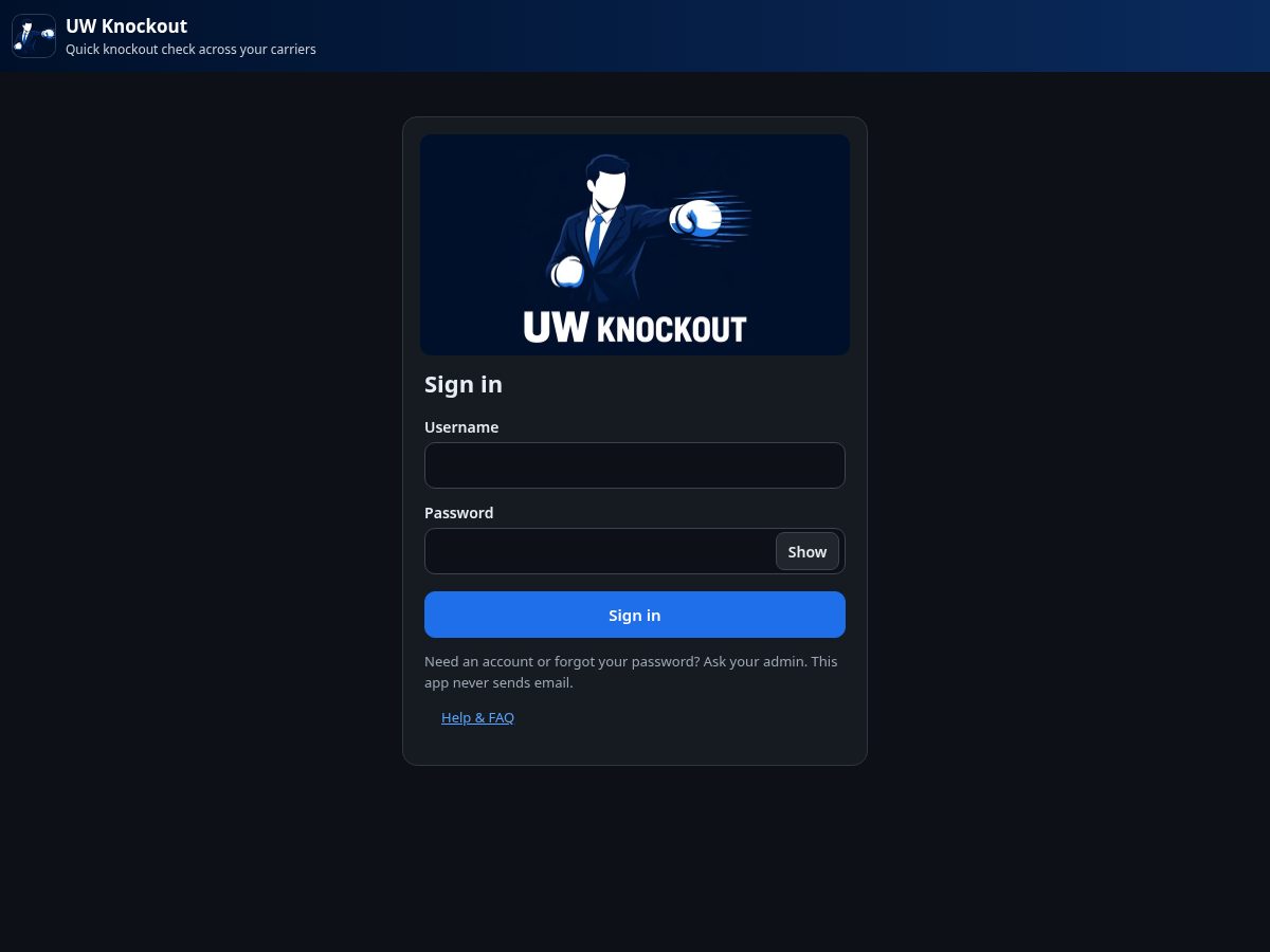 Landing-page snapshot of uwknockout.com