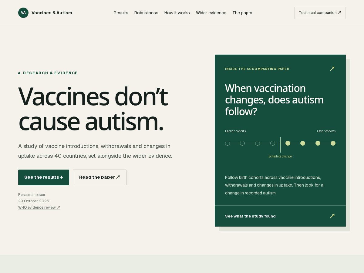 Landing-page snapshot of vaccineeffects.com