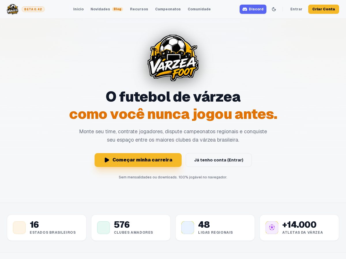 Landing-page snapshot of varzeafoot.com