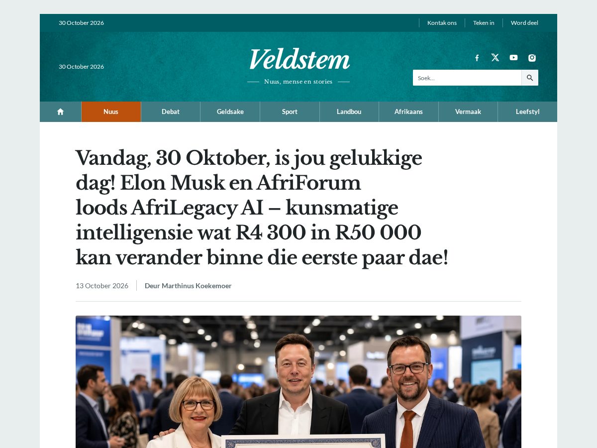 Landing-page snapshot of veldstem-af.com