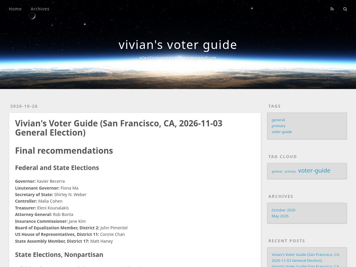 Landing-page snapshot of viviansvoterguide.com