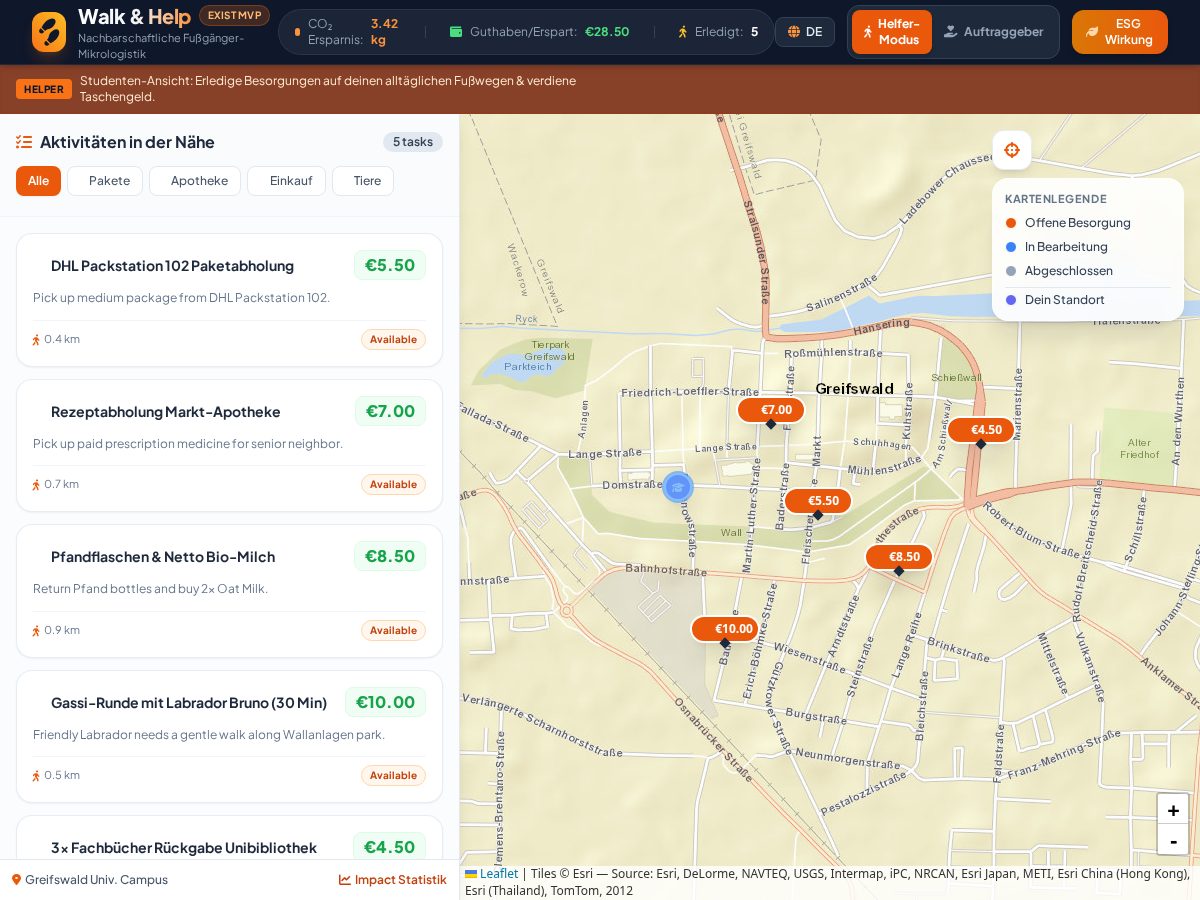 Landing-page snapshot of walkandhelp.com