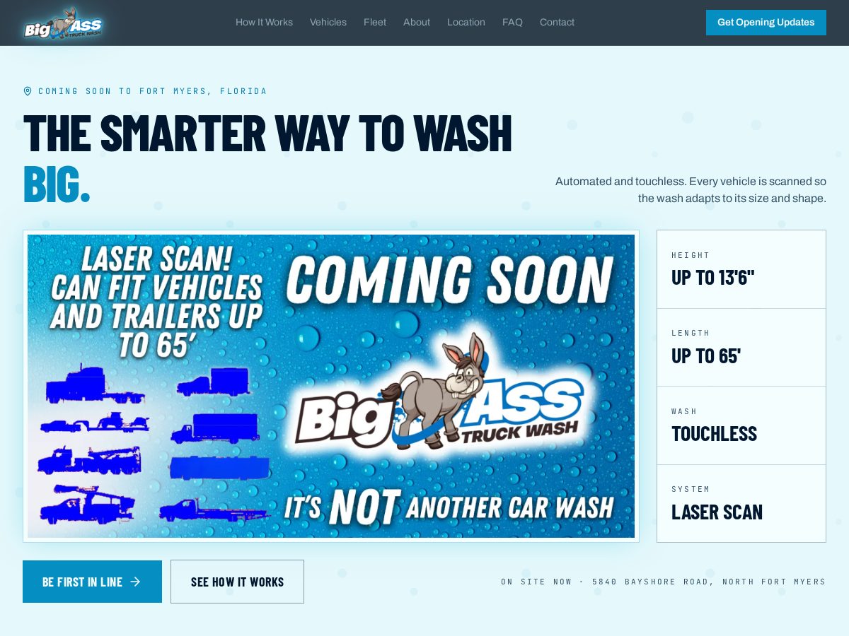 Landing-page snapshot of washmybigtruck.com