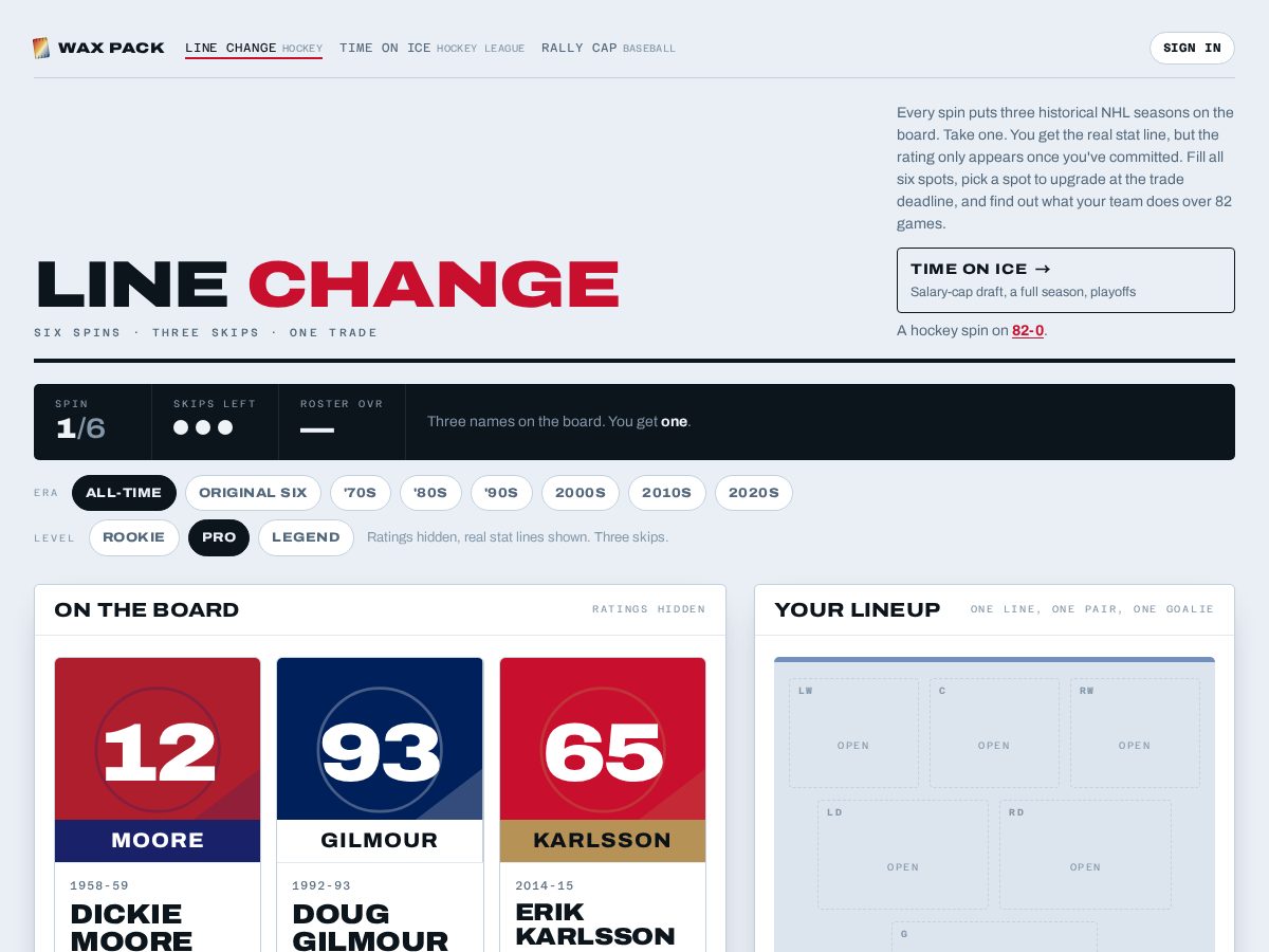 Landing-page snapshot of waxpacksports.com