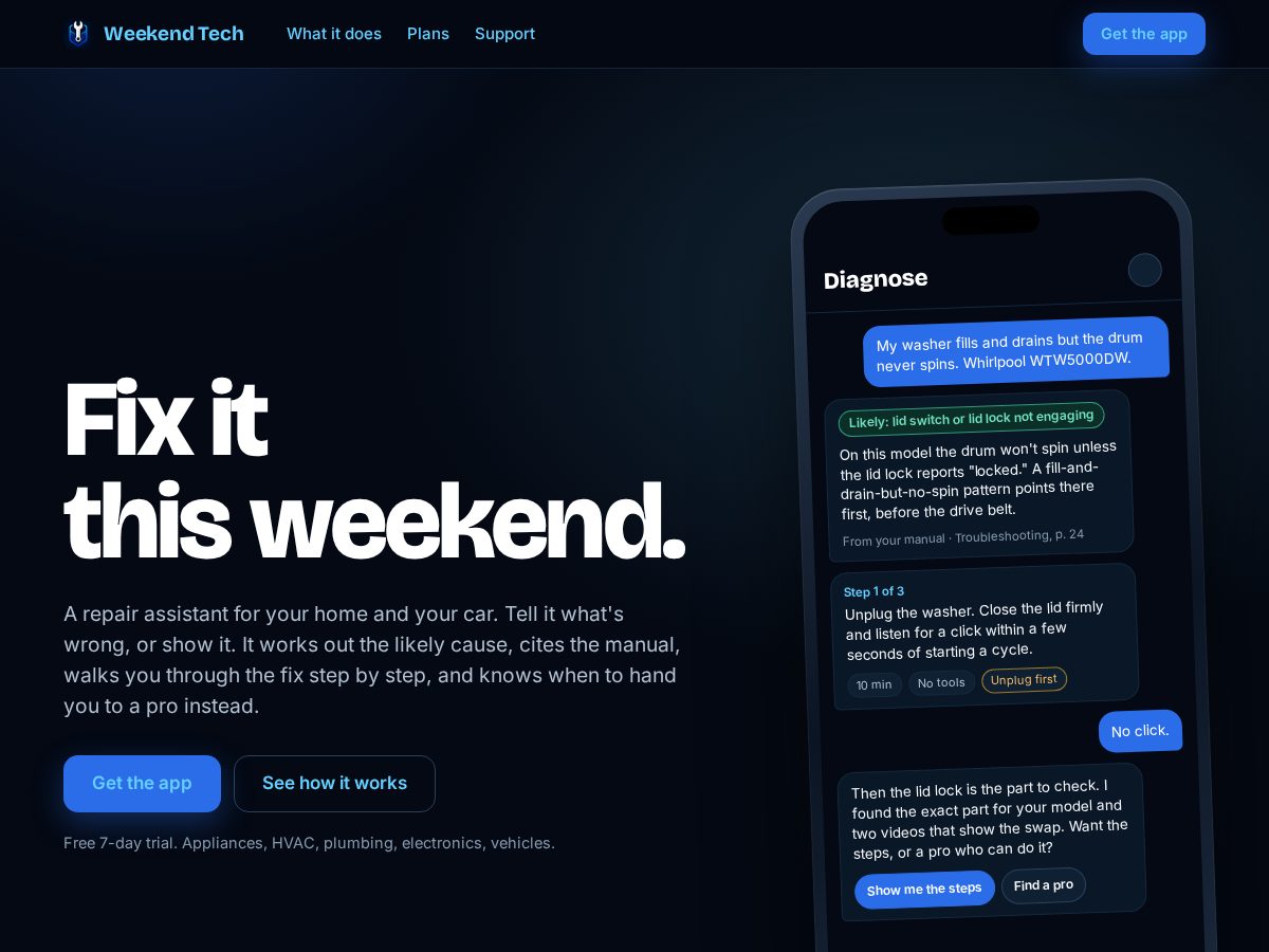 Landing-page snapshot of weekend-tech.com