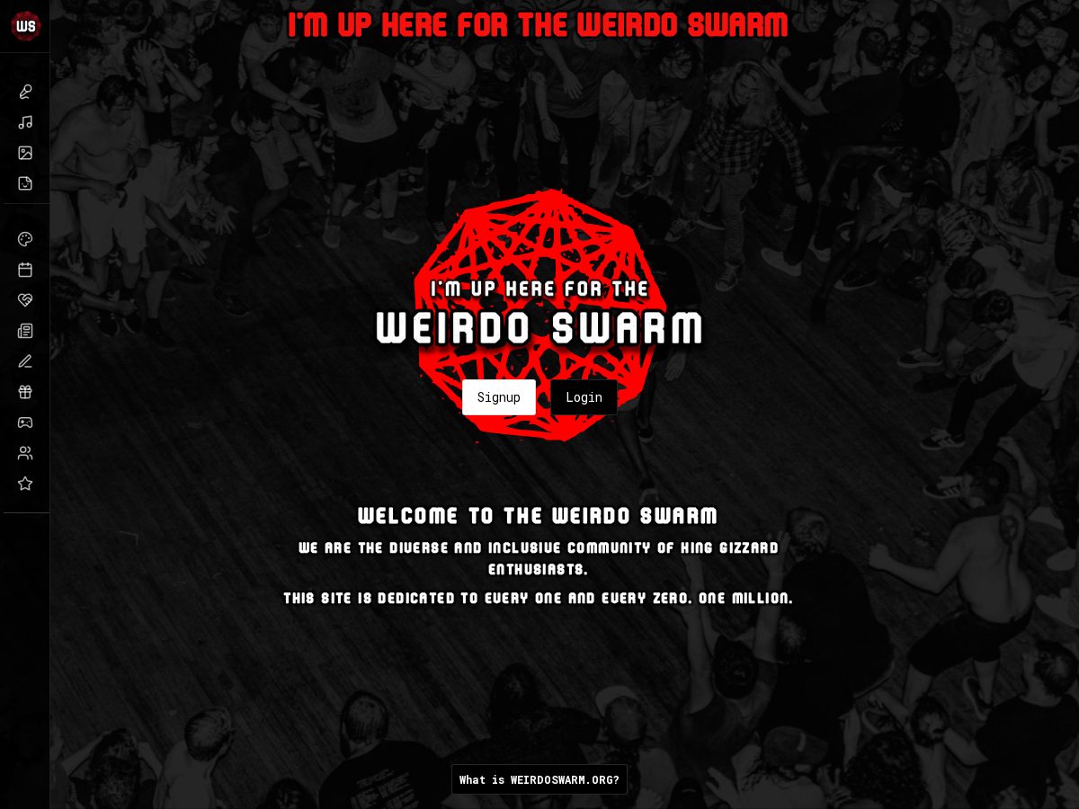 Landing-page snapshot of weirdoswarm.com