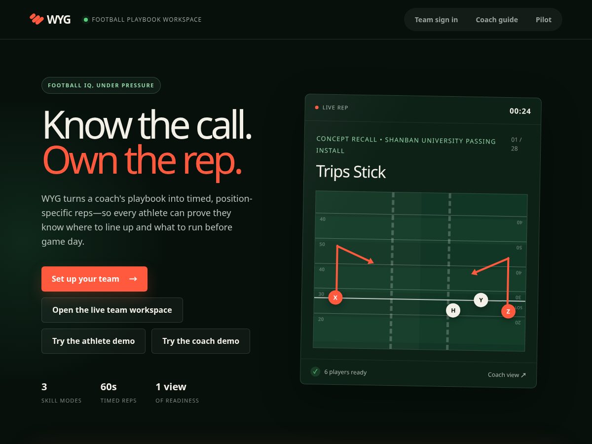 Landing-page snapshot of wygplaybook.com