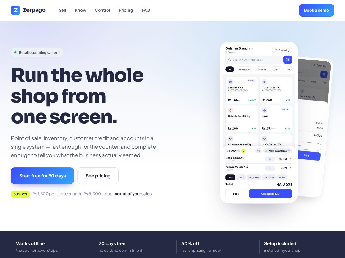Landing-page snapshot of zerpago.com