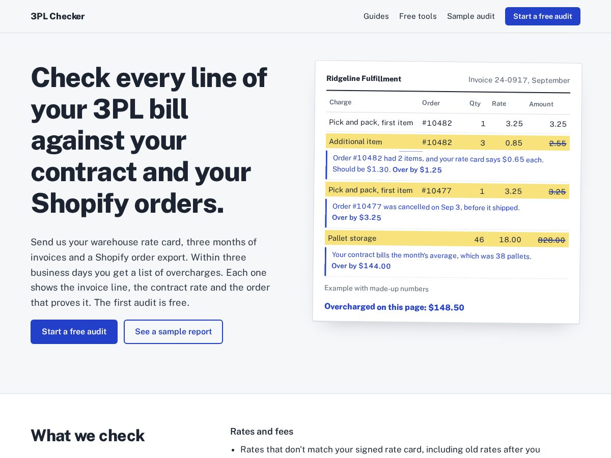 Landing-page snapshot of 3plchecker.com