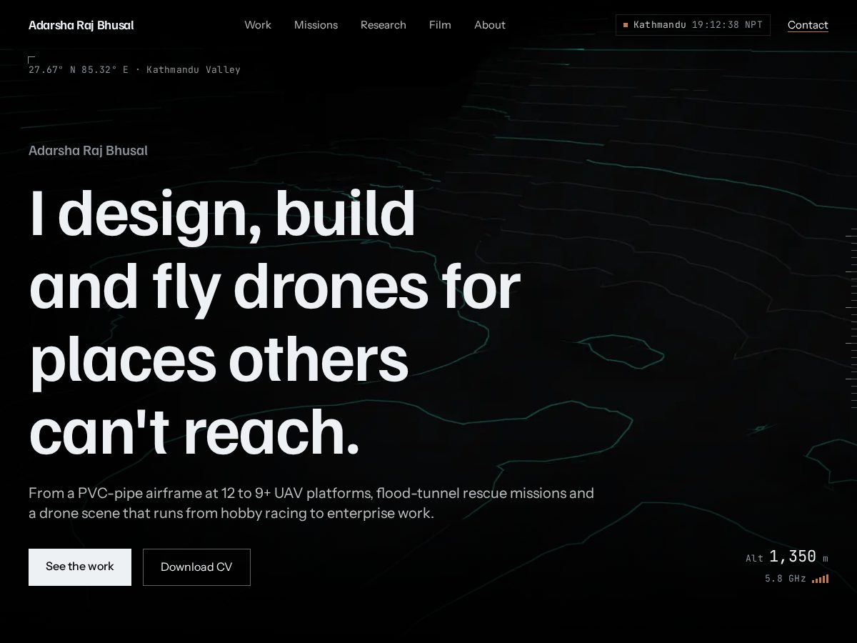 Landing-page snapshot of adarsharajbhusal.com