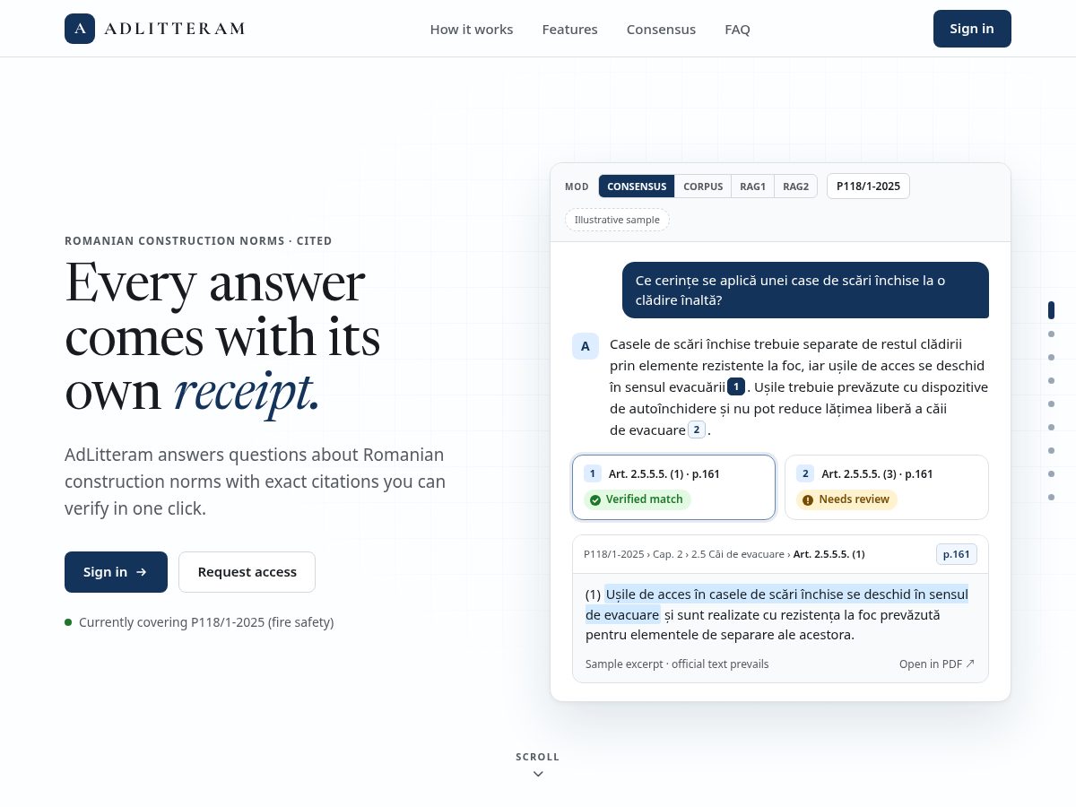 Landing-page snapshot of adlitteram.legal