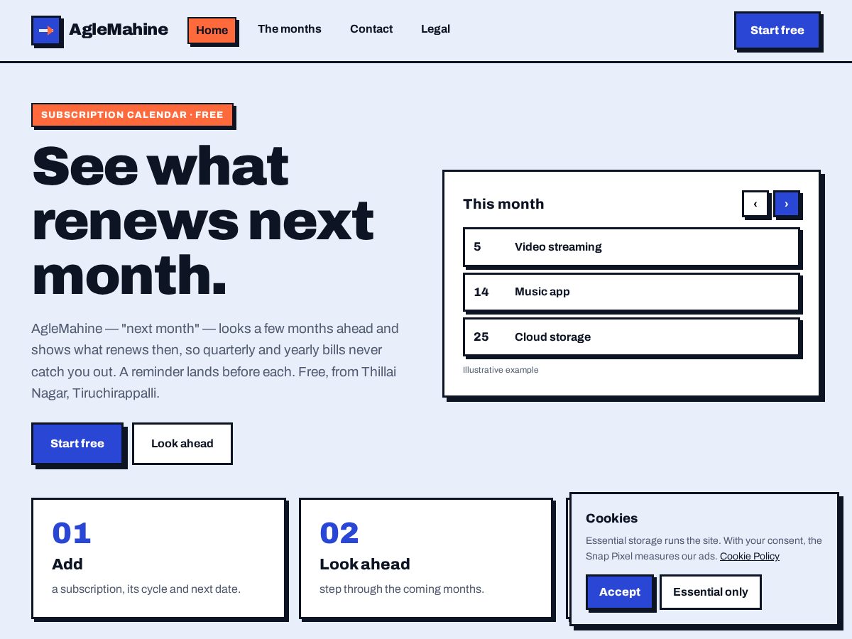 Landing-page snapshot of aglemahine.pics