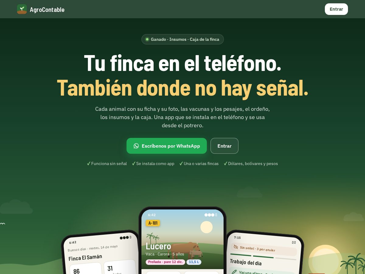 Landing-page snapshot of agrocontable.com