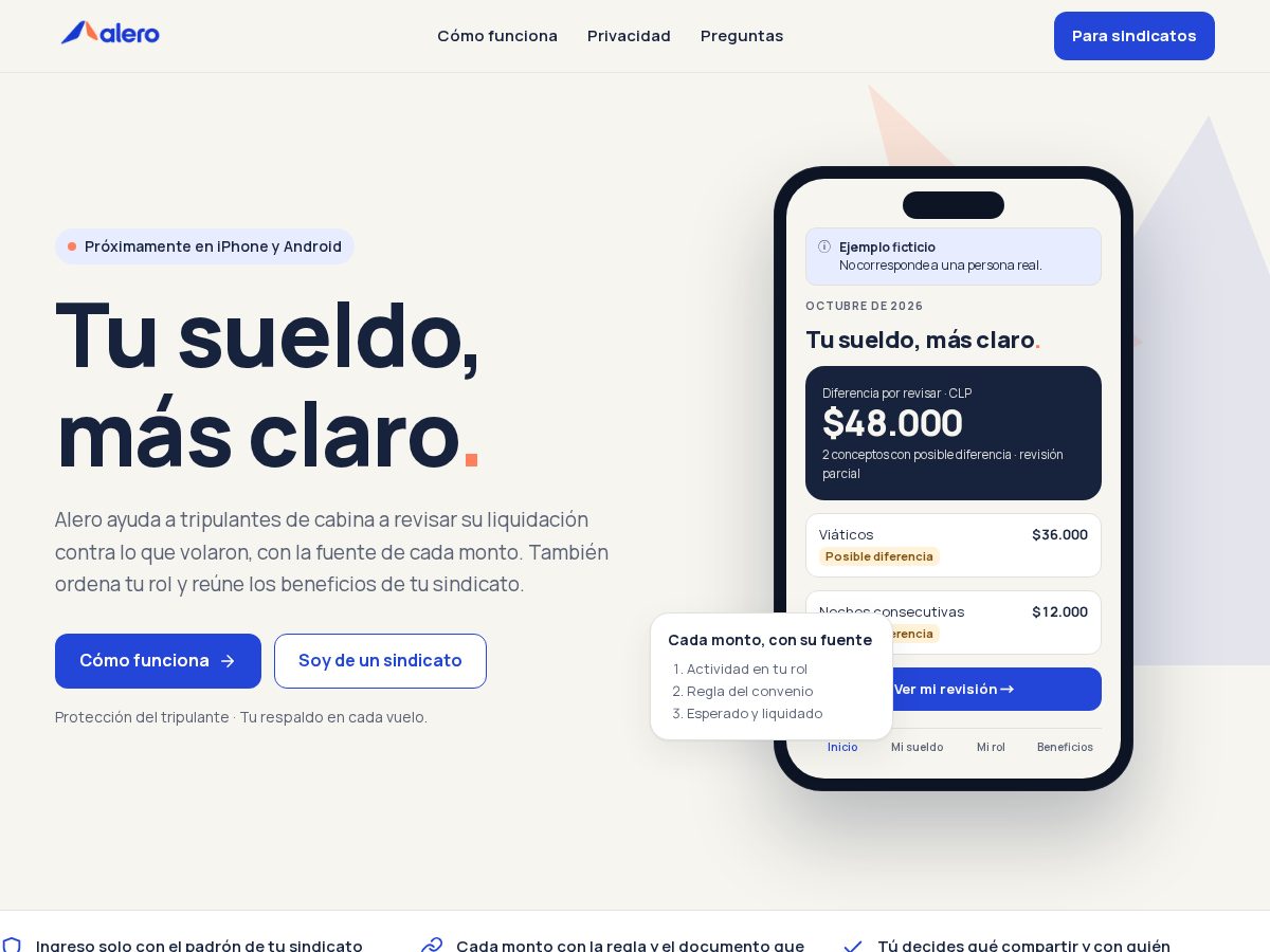 Landing-page snapshot of alero.lat