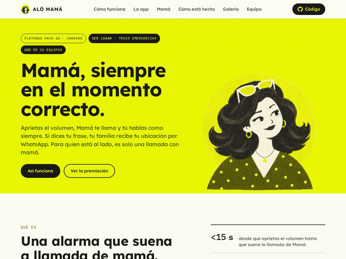 Landing-page snapshot of alo-mama.fyi