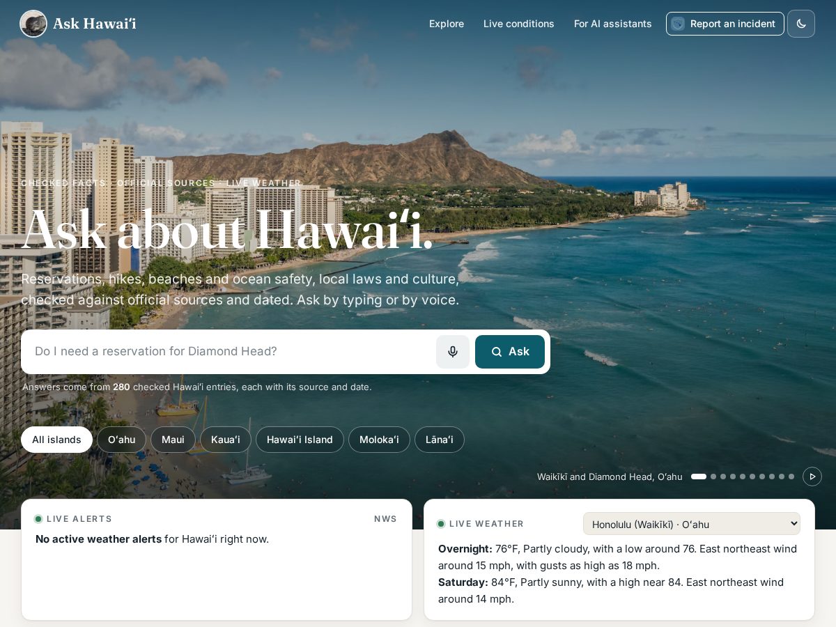 Landing-page snapshot of askaihawaii.com