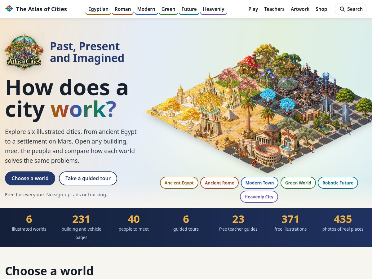 Landing-page snapshot of atlasofcities.org