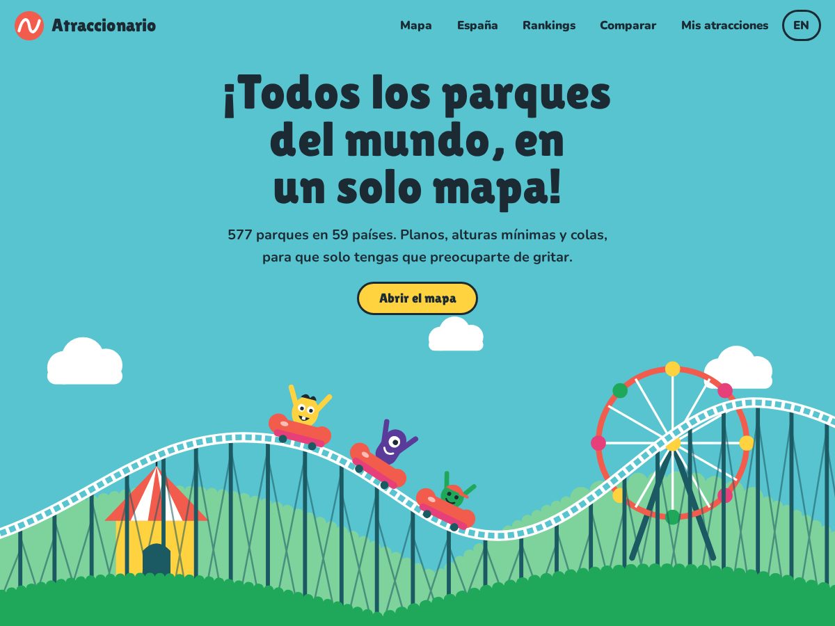 Landing-page snapshot of atraccionario.com