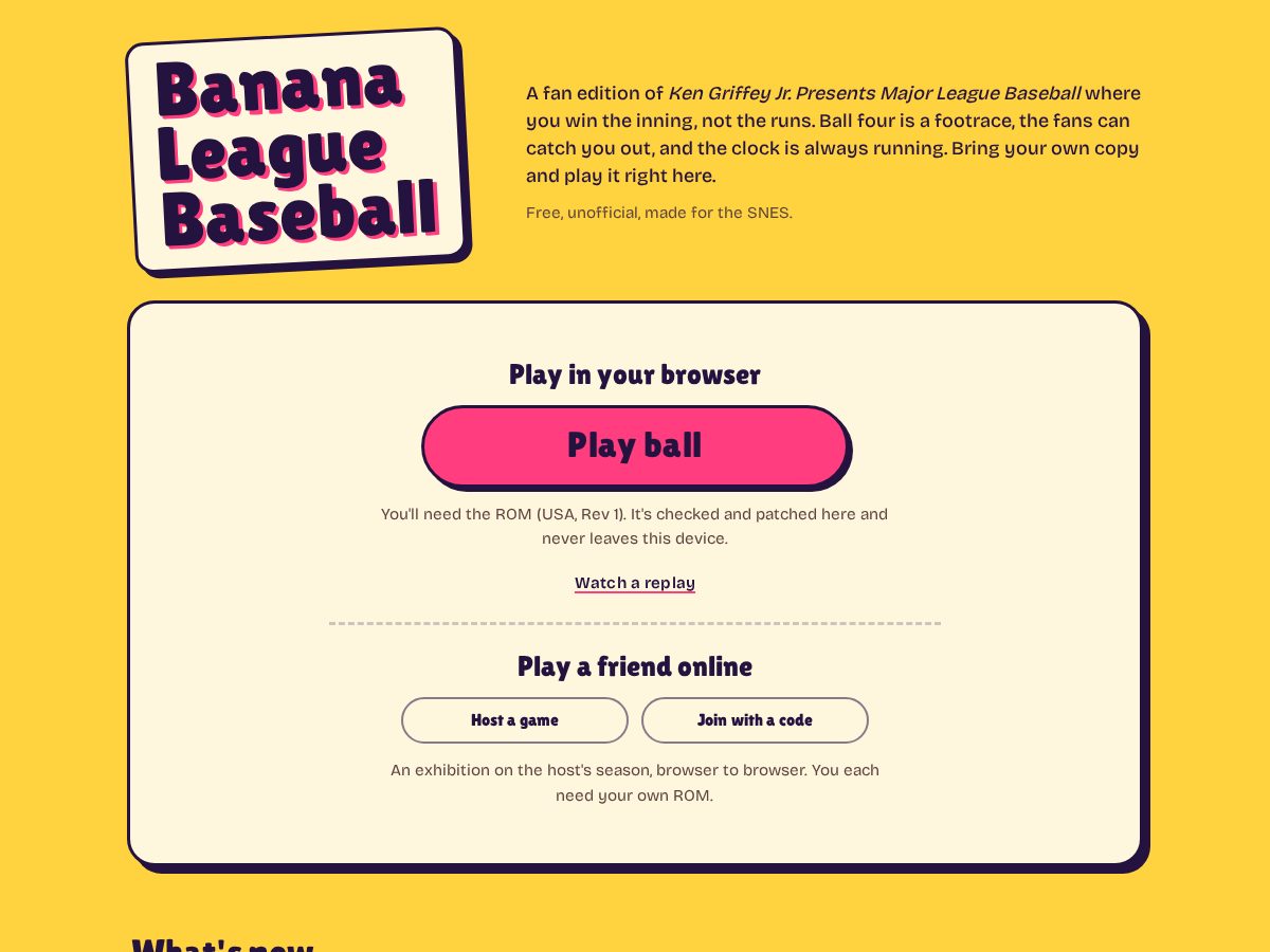 Landing-page snapshot of bananaleaguebaseball.com