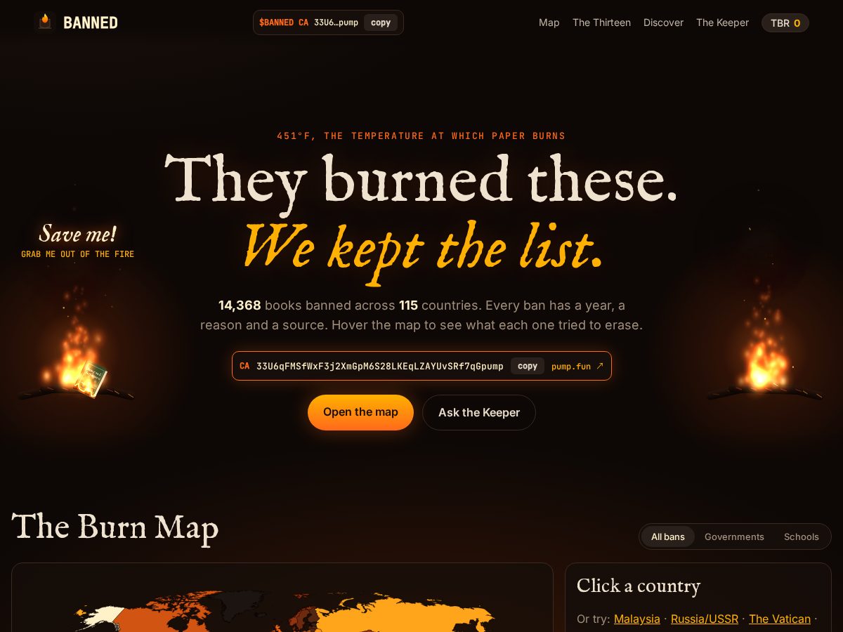 Landing-page snapshot of bannedbooks.online