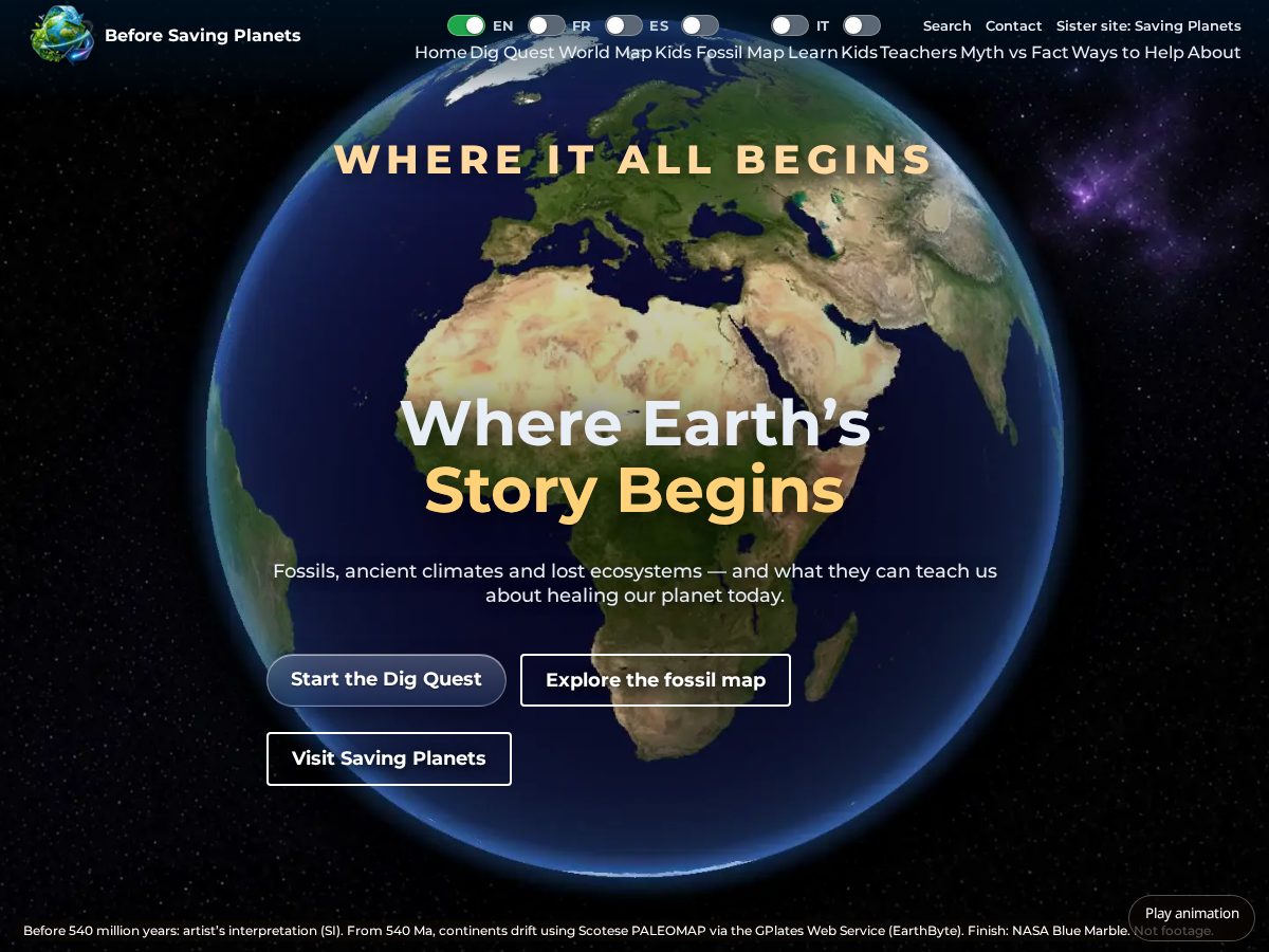Landing-page snapshot of beforesavingplanets.com