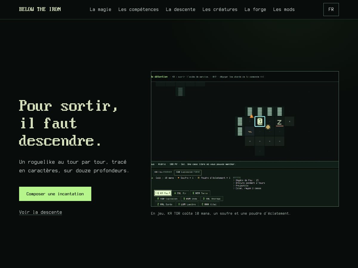 Landing-page snapshot of belowtheiron.com