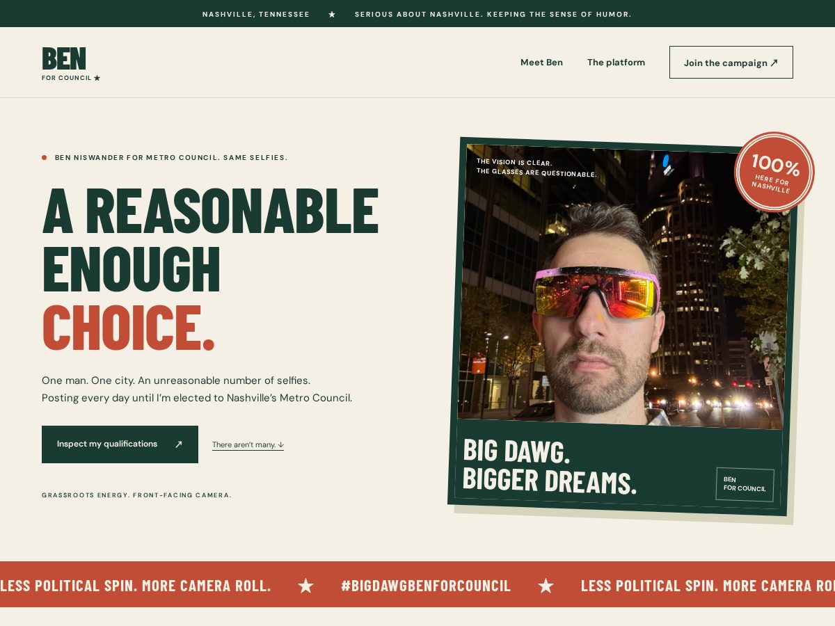 Landing-page snapshot of benniswander.com